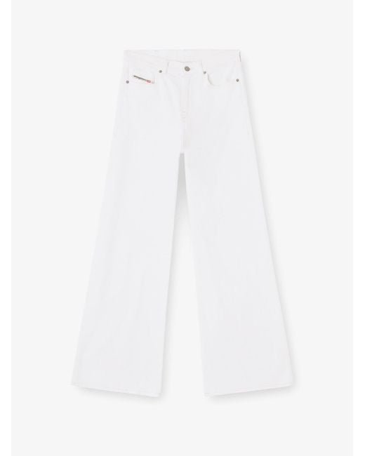 DIESEL White Cotton Blend Trousers