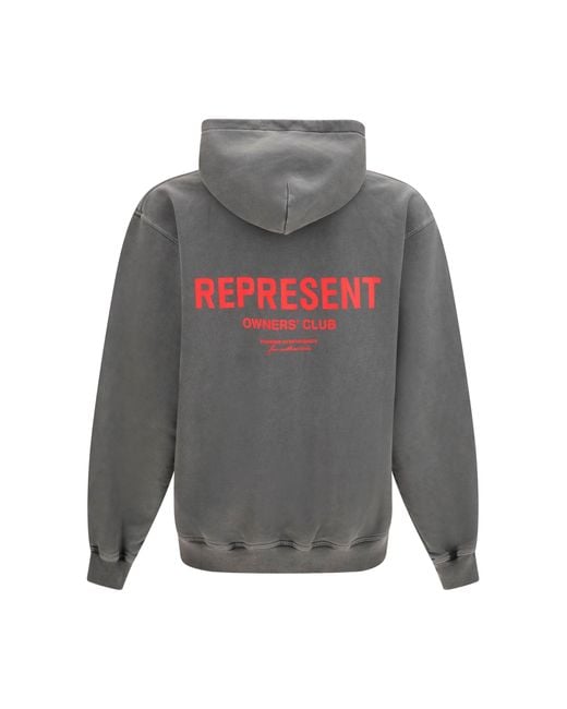 Represent Gray Owners Club Hoodie Washed for men