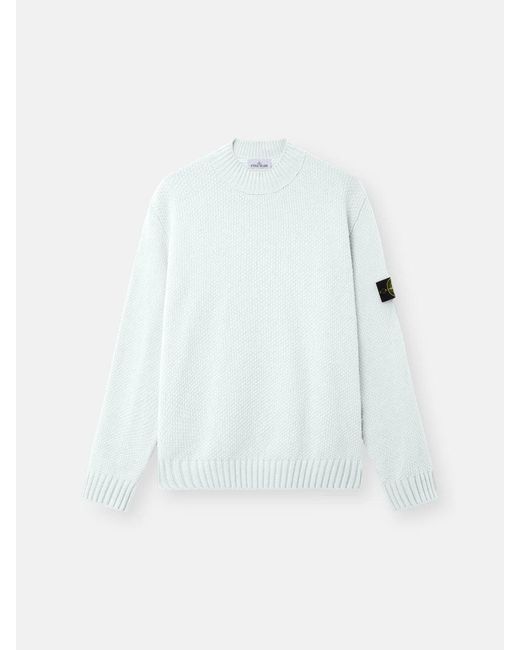 Stone Island White Cotton Sweater Light for men