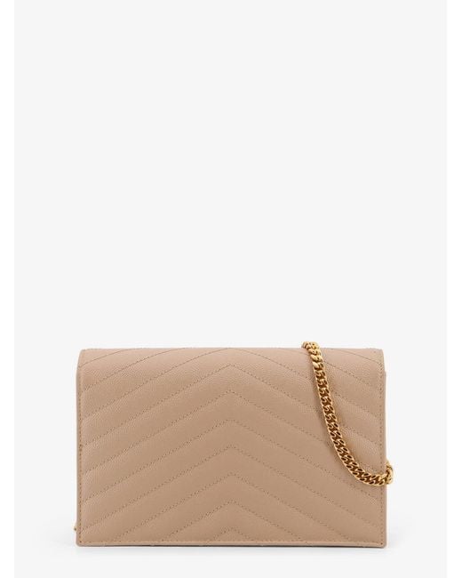Saint Laurent Natural Leather Crossbody Bag With Metal Cassandra Logo