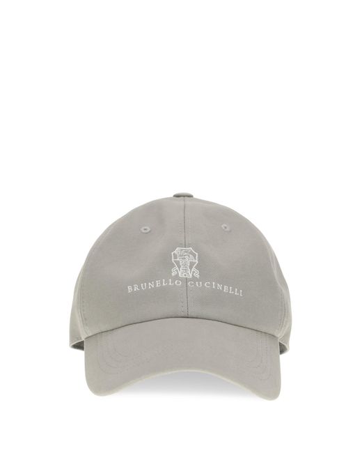 Brunello Cucinelli Gray Baseball Hat for men