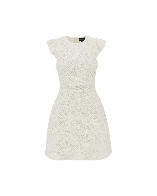 Emporio Armani White Cornely Embroidered Fabric Mini Dress