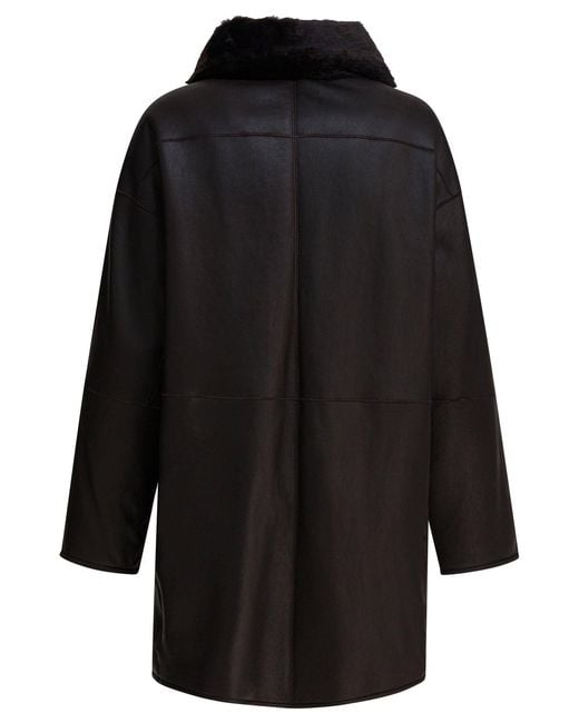 Max Mara Black Long Shearling Coat