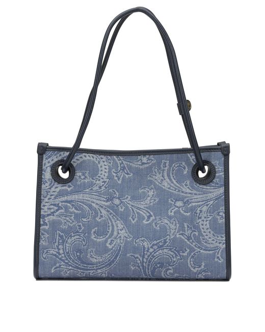 Etro Blue "Shopping Eyes" Medium Shoulder Bag