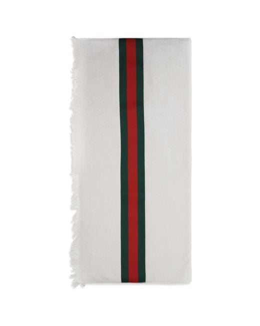 Gucci White Cotton Terry Towel With Web