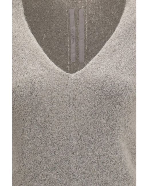 Rick Owens Gray V-Neck Sweater