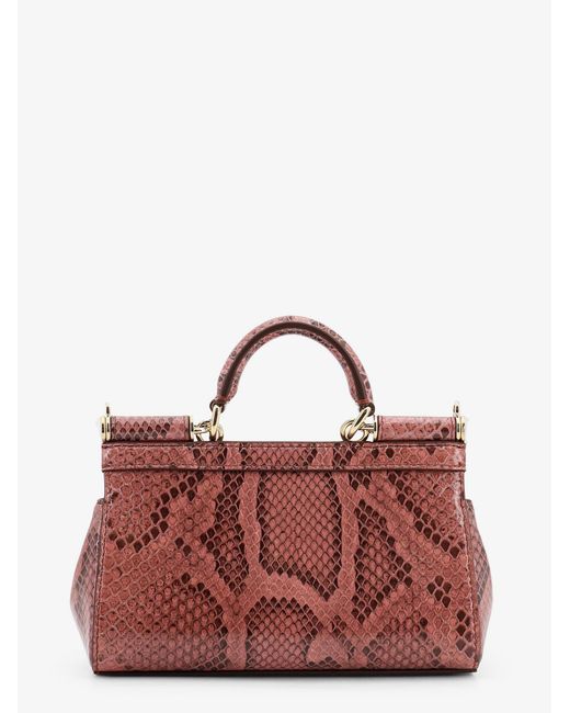 Dolce & Gabbana Red Handbag Sicily Mini Python