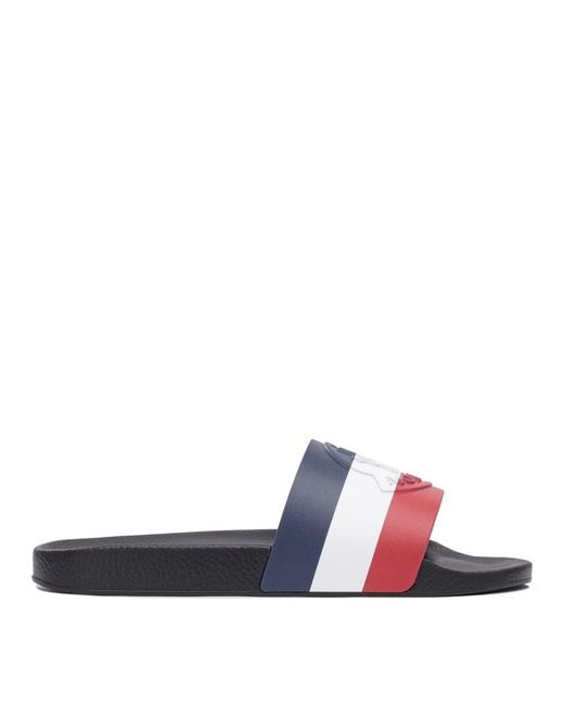 Moncler White "Basile" Slides for men
