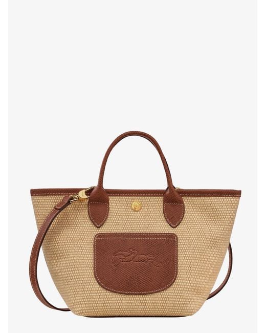 Longchamp Brown Le Panier Pliage Xs Raffia Leather