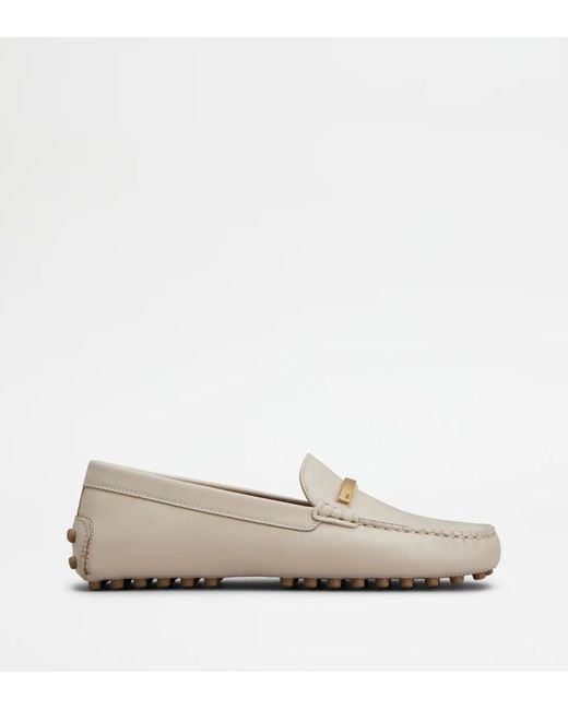 Tod's White Calf Leather Loafers