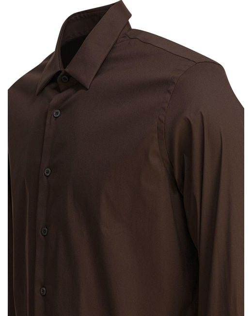 Prada Brown Stretch Cotton Shirt for men