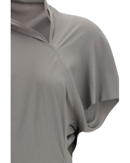 Rick Owens Gray Asymmetrical Midi Dress