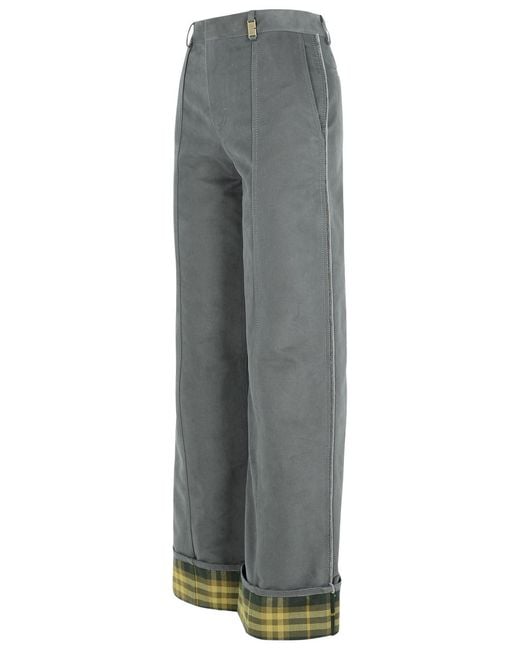 Burberry Gray Nylon Blend Trousers