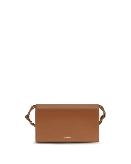Jil Sander Brown Wallet Tangle Calf Leather
