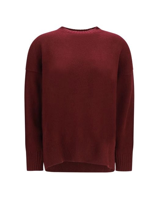 Allude Red Cashmere Crewneck Sweater