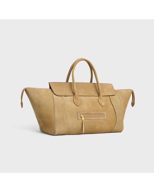 Céline Metallic "Luggage" Suede Handbag