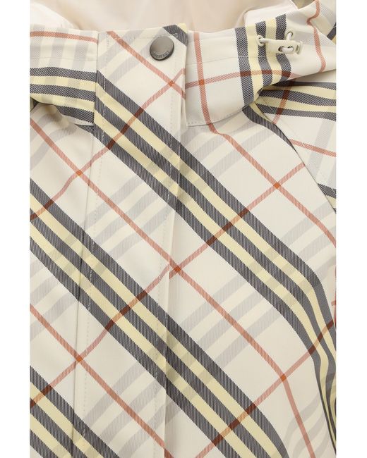 Burberry White Reversible Check Hooded Jacket
