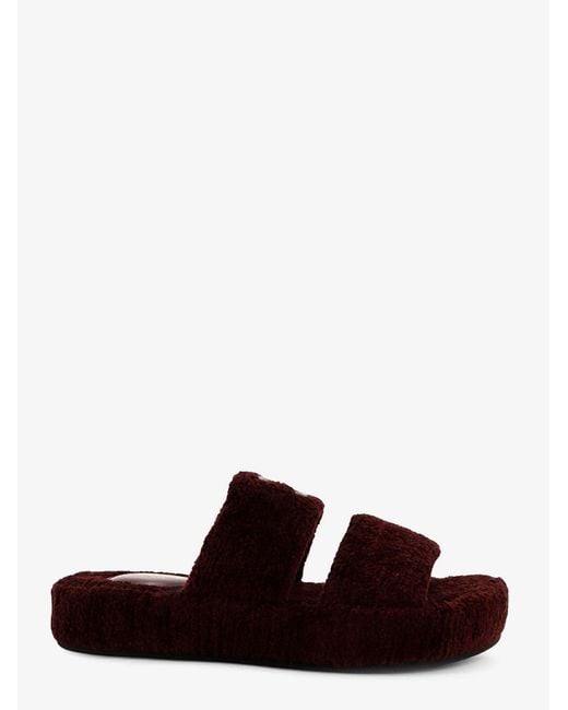 Céline Brown Triomphe Fur Shearling Slides