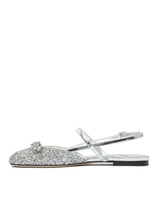 Jimmy Choo White "Belinda" Slingback Ballet Flats