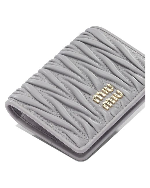 Miu Miu Gray Lamb Leather Wallets & Card Holders