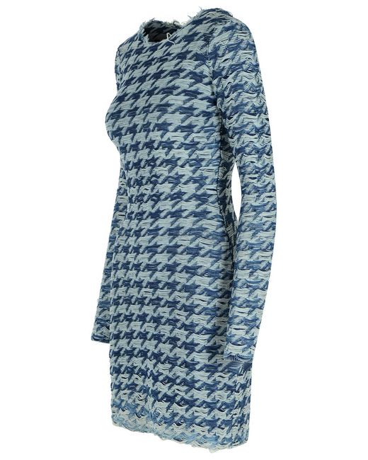 DIESEL Blue Two-Tone Cotton Dress
