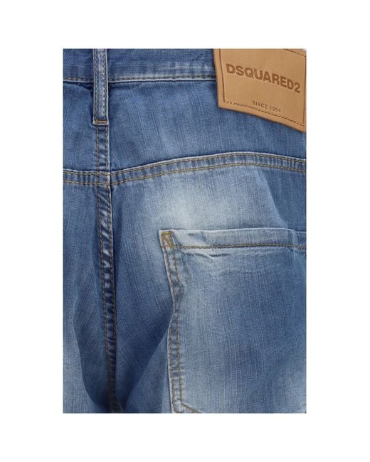DSquared² Blue Cotton Jeans With Logo Application for men