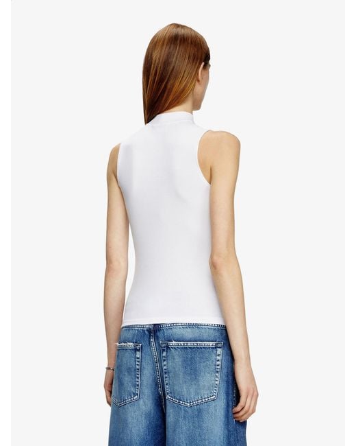 DIESEL White T-Mokky-Ls-Microdiv Stretch Viscose Tank Top