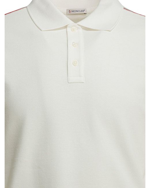 Moncler White Polo Shirt With Buttons And Logo for men