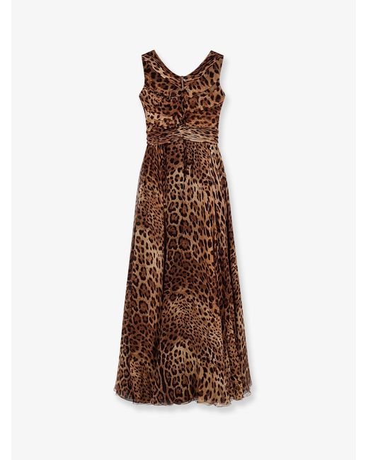 Dolce & Gabbana Brown Dolce & Gabbana Long Dress Print