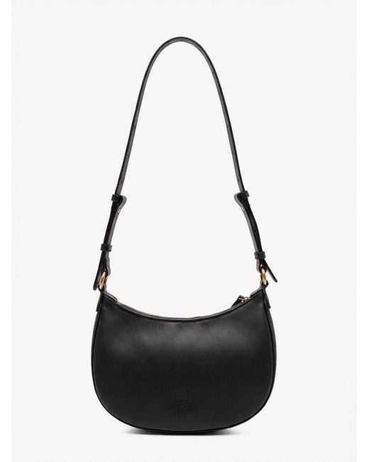 Pinko White Half Moon Mini Leather Shoulder Bag