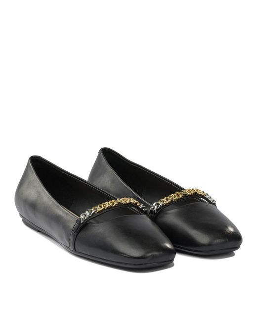 Pinko Black Leather Ballet Flats With Square Toe Ballerinas