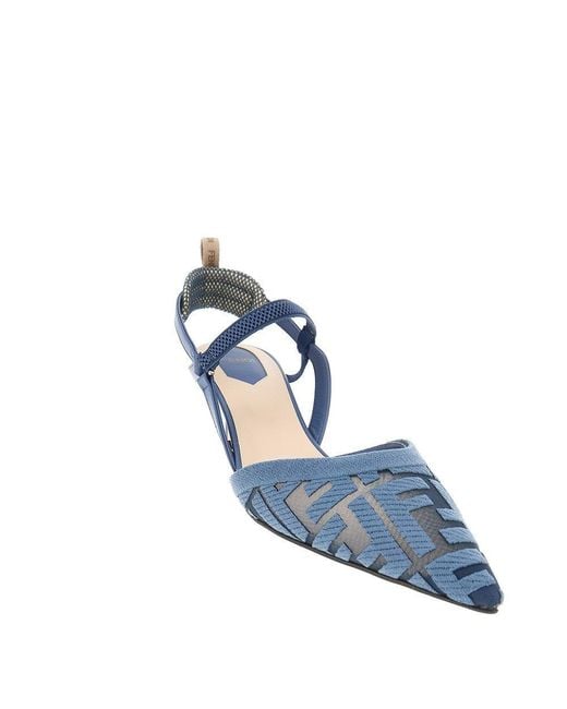 Fendi Blue 'Colibrì Lite' Slingback Pumps