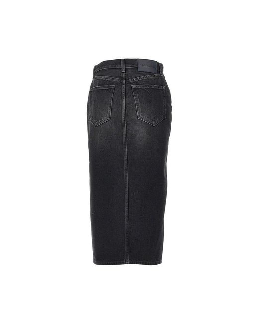 Haikure Black Denim Midi Skirt