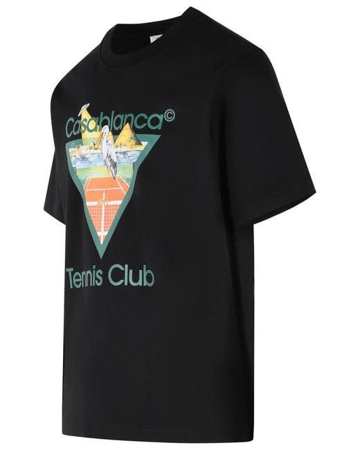 Casablanca Black 'Tennis Club Triangle' Cotton T-Shirt for men