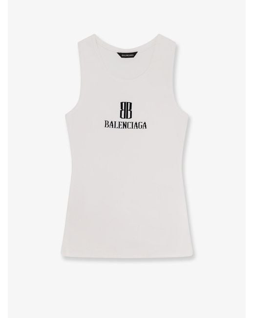 Balenciaga White Ribbed Viscose Blend Tank Top