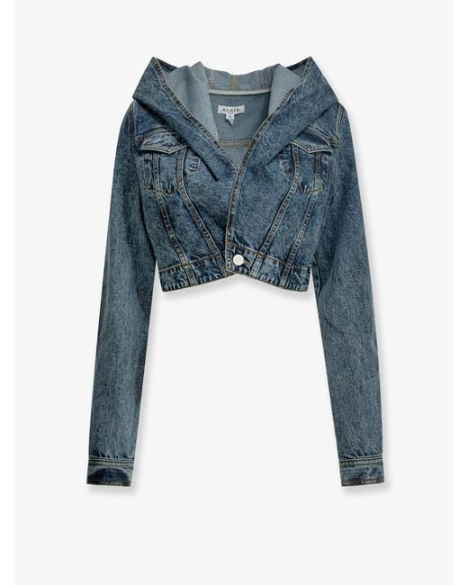Alaïa Blue Hooded Denim Jacket