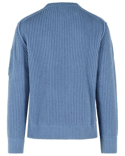 C P Company Blue Wool Blend Sweater for men