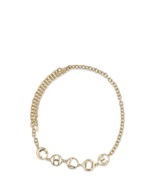Chloé Metallic Chloã Script Jewel Belt