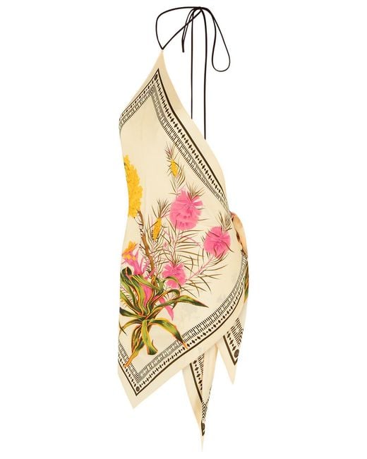 Blumarine Metallic Printed Twill Scarf Top