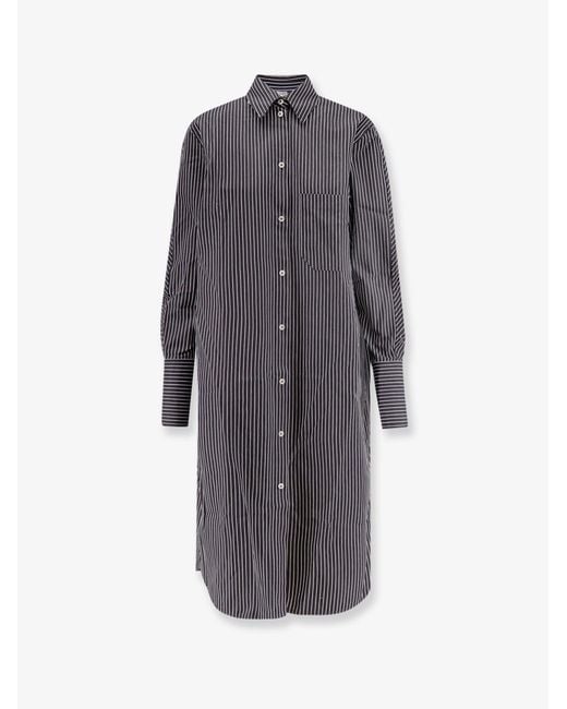 Totême Gray Striped Kimono-Sleeve Shirtdress