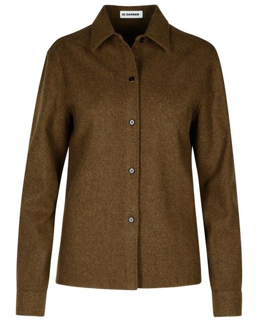 Jil Sander Green Wool Shirt