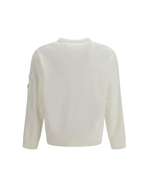 C P Company White Crewneck Sweatshirt for men