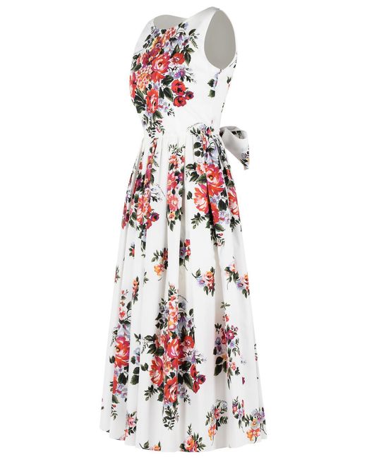 Dolce & Gabbana Multicolor Cotton Dress With Floral Motif