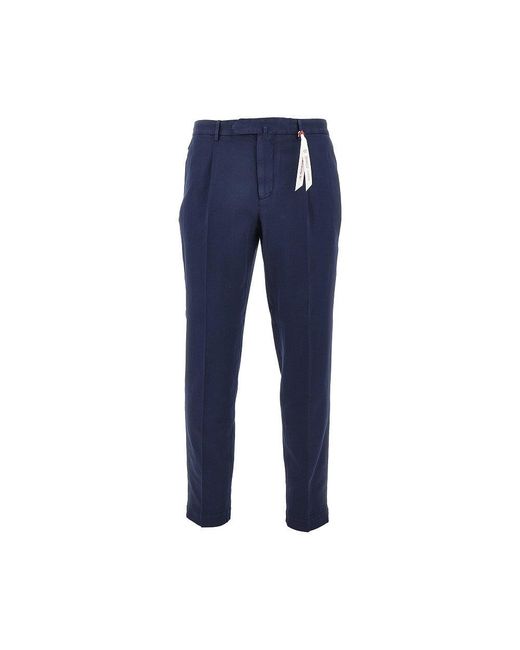Santaniello Blue Cotton And Linen 'Arechi' Trousers for men