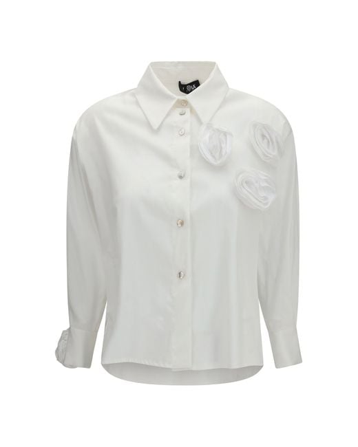Ella White Shirt With Appliqué Roses
