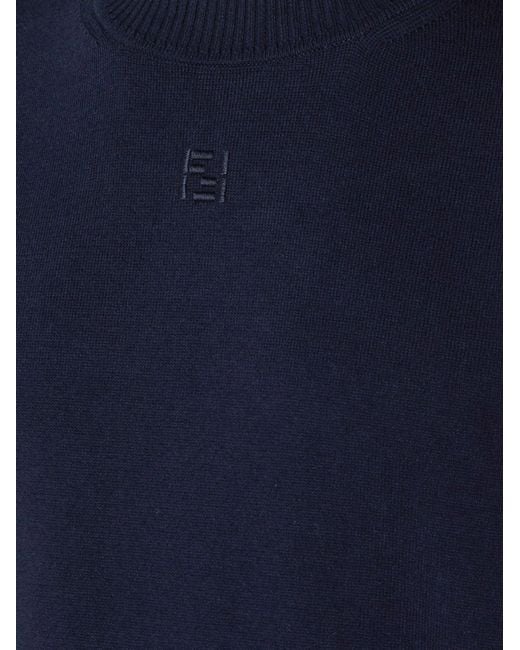 Fendi Blue Cotton And Cashmere Sweater for men