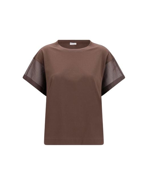 Brunello Cucinelli Brown Cotton T-Shirt
