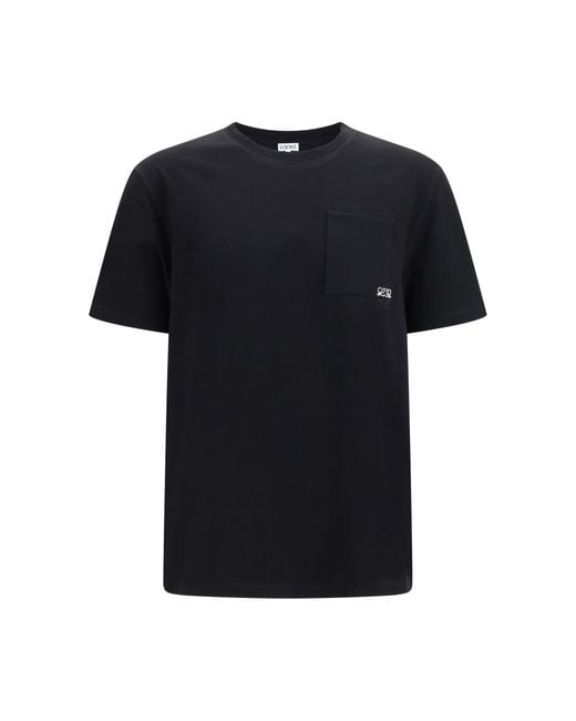 Loewe Black Cotton T-Shirt With Embroidered Logo for men