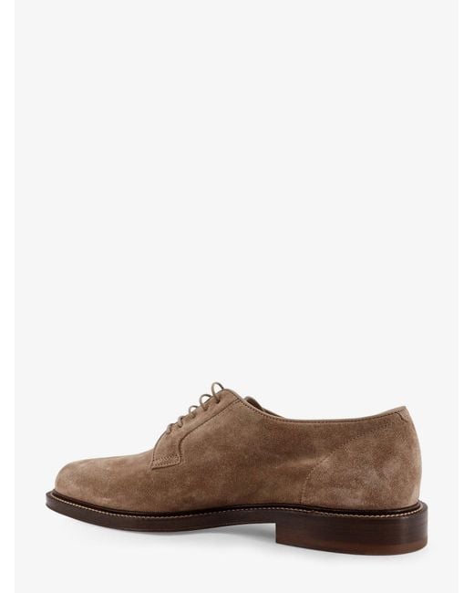 Brunello Cucinelli Brown Lace-Up Shoes Suede for men