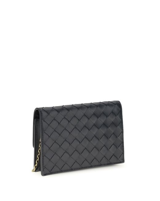 Bottega Veneta Gray Pouch On Chain Andiamo Midnight Nappa Lambskin